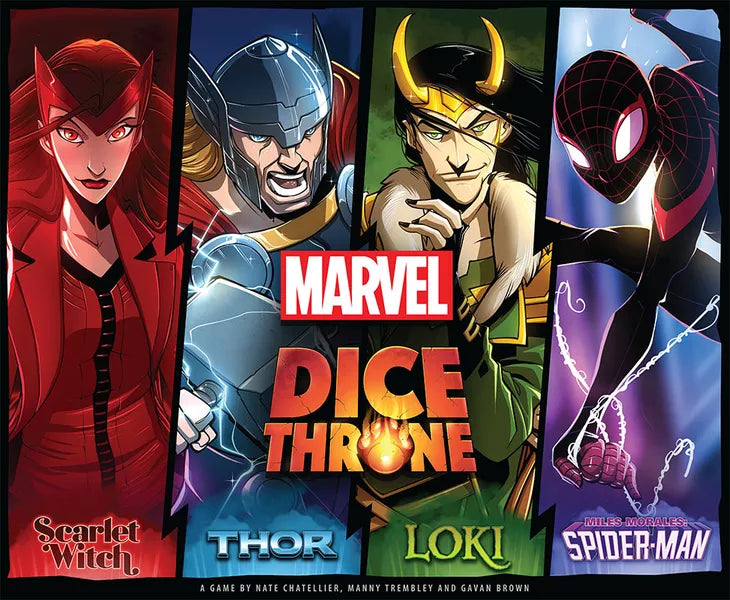 Marvel Dice Throne 4-Hero Box with Scarlet Witch, Thor, Loki & Spider-Man -  2-4 Player Competitive Dice Game