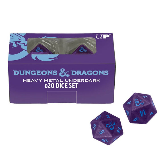 Phandelver Campaign 2D20 Heavy Metal Dice Royal Purple and Sky Blue