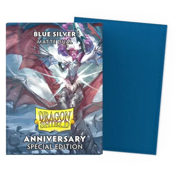 Dragon Shield Matte Dual Sleeves: Blue/Silver Anniversary Special Edition