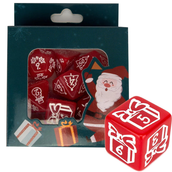 Polyhedral Dice Set: Christmas Red & White (7)