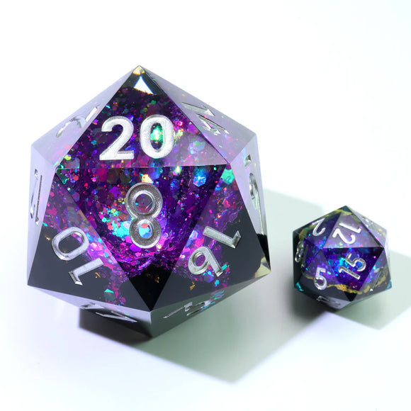 D20 Oversized Geode Dice 50mm - Royal Nebula