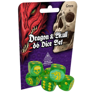 Dragon & Skull D6 Dice Set - Green