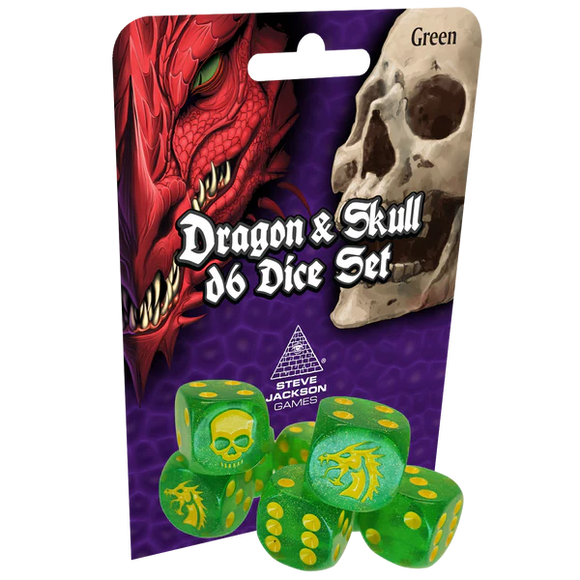 Dragon & Skull D6 Dice Set - Green