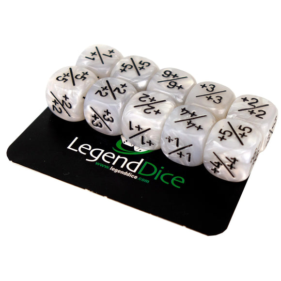 Token Dice: +1/+1  12mm Pearl White (10)