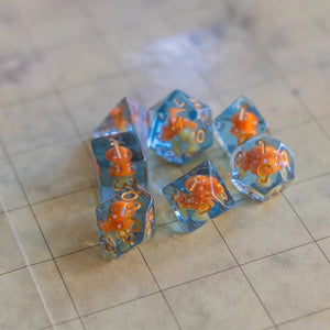 Mystery Dice Goblin: Orange Mushroom Polyhedral Dice Set (7)