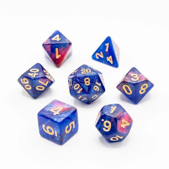 Polyhedral Dice Set: Berry Cosmos Acrylic (7)