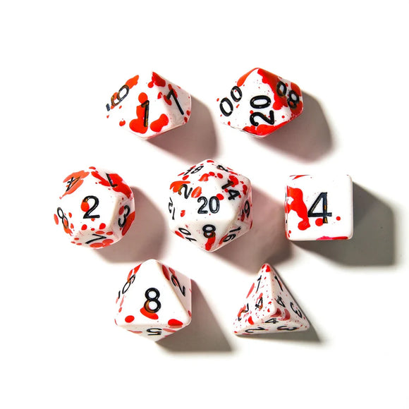 Polyhedral Dice Set Acrylic: Blood Splatter (7)