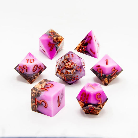 Polyhedral Dice Set: Copper Haze Sharp Edge (7)