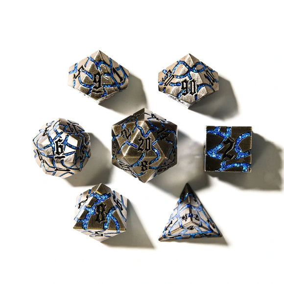 Polyhedral Dice Set: Frostmourne Steel - Solid Metal (7)