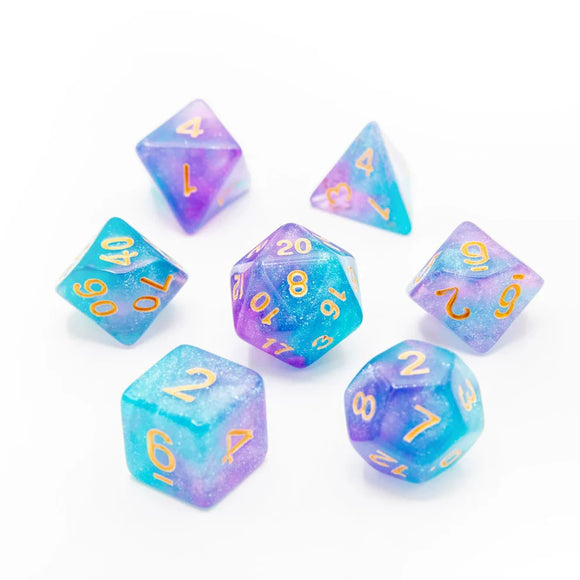Polyhedral Dice Set: Icy Teal Twist (7)