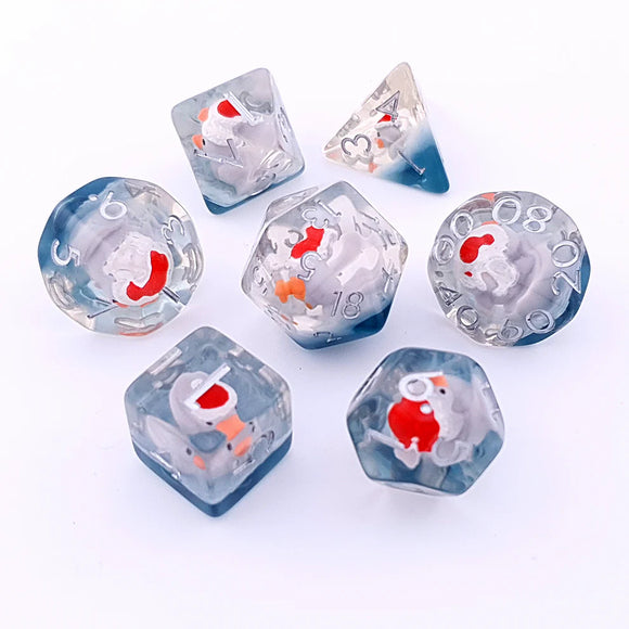 Polyhedral Dice Set Resin Inclusion: Santa Ducks (7)