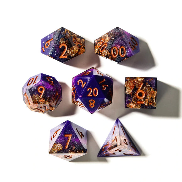 Polyhedral Dice Set: Royal Masquerade Sharp Edge Dice (7)