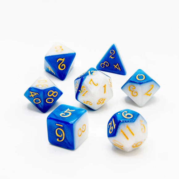 Polyhedral Dice Set: Frosted Azure Acrylic (7)