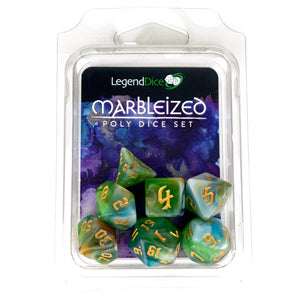 Polyhedral Dice Set: Marblized Chaos - Spring Breeze (7)