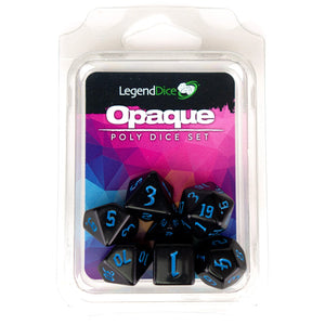 Polyhedral Dice Set: Opaque Chaos Black & Blue (7)