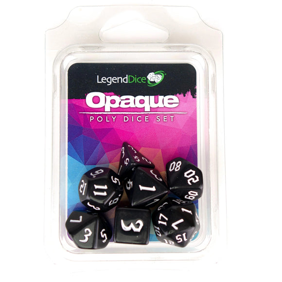 Polyhedral Dice Set: Opaque - Chaos Black & White (7)