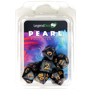 Polyhedral Dice Set: Pearl - Black & Gold (7)