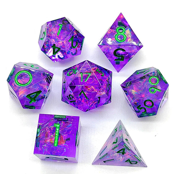 Polyhedral Dice Set Sharp Edge: Spectral Amethyst (7)