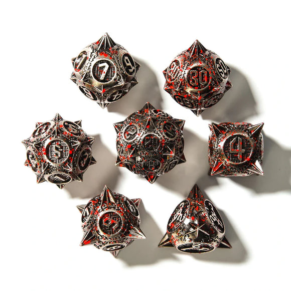 Polyhedral Dice Set Solid Metal: Bloody Mace (7)