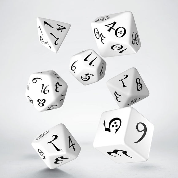 Polyhedral Dice Set: Classic White & Black