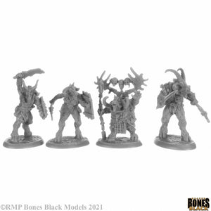 Reaper 44152: Beastmen (4) - Bones Black Plastic Miniatures