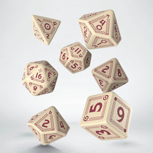 Runequest Polyhedral Dice Set: Beige & Burgundy