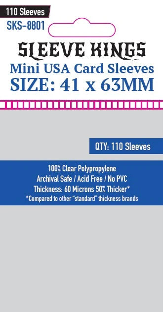 Sleeve Kings: Mini USA Card Sleeves (41mm x 63mm x 110)