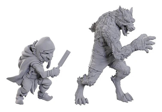Critical Role Unpainted Miniatures: Chetney Pock O'Pea & Werewolf
