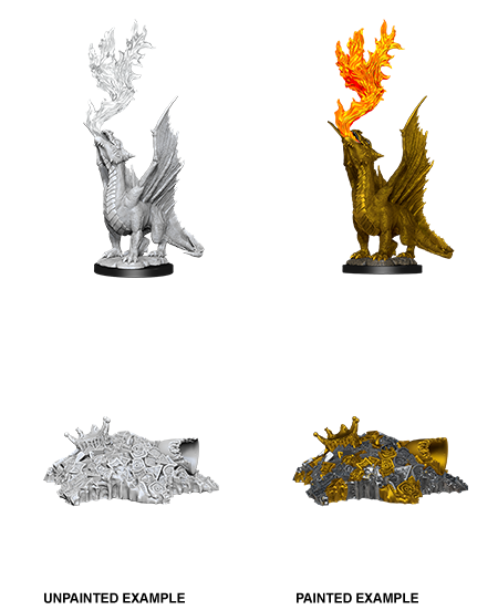 Dungeons & Dragons Nolzur's Marvelous Miniatures: Gold Dragon Wyrmling & Small Treasure Pile