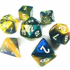 Chessex Masquerade - Yellow with White Gemini Polyhedral 7 Dice Set