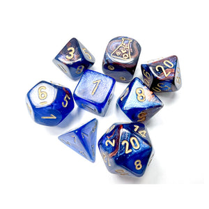 Polyhedral Dice Set: Lustrous Azurite/Gold (CHX30055)