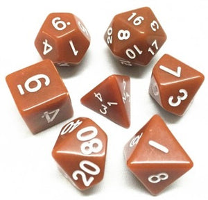 Opaque Poly Dice Set - Brown