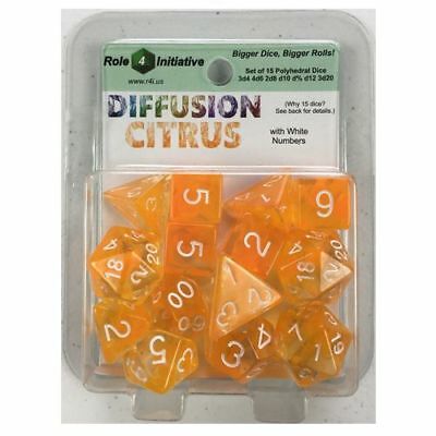 Role 4 Initiative: Diffusion Citrus Polyhedral Dice Set (15)