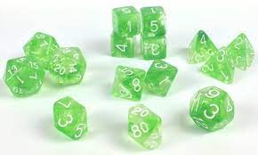 Role 4 Initiative: Diffusion Slime Green Polyhedral Dice Set (15)