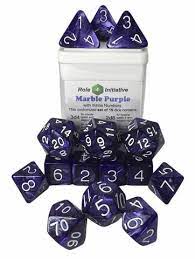 Role 4 Initiative: Marble Purple Polyhedral Dice Set (15)