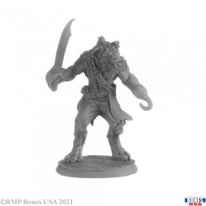 Reaper 30038: Hackle Blackhook, Gnoll Pirate - Bones USA Plastic Miniature
