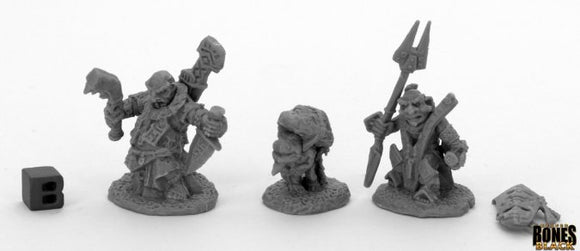 Reaper 44048: Bloodstone Gnome Heroes (2) Bones Black Plastic Miniatures