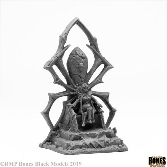 Reaper 44090: Dark Elf Queen on Throne - Bones Black Plastic Miniature