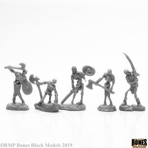 Reaper 44115: Bog Skeletons (5) - Bones Black Plastic Miniature