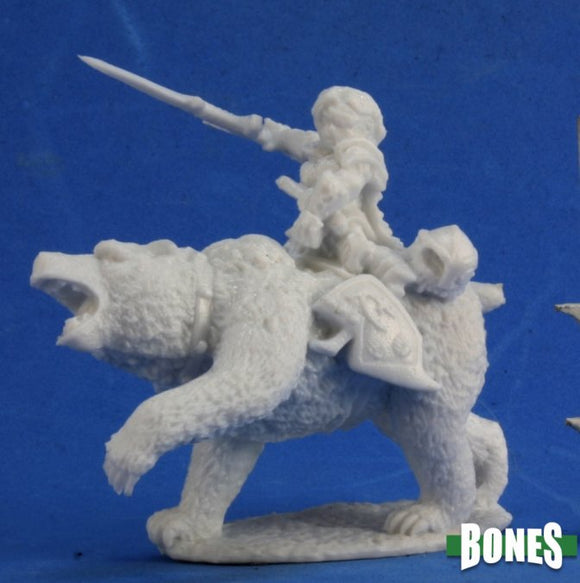 Reaper 77353: Ursula, Dwarven Bear Rider - Dark Heaven Bones Plastic Miniature