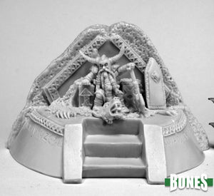 Reaper 77570: Dwarf King on Throne - Dark Heavens Bones Plastic Miniature