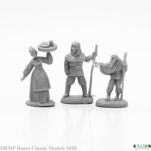 Reaper 77665: Townsfolk 1 (3) - Dark Heaven Bones Plastic Miniatures