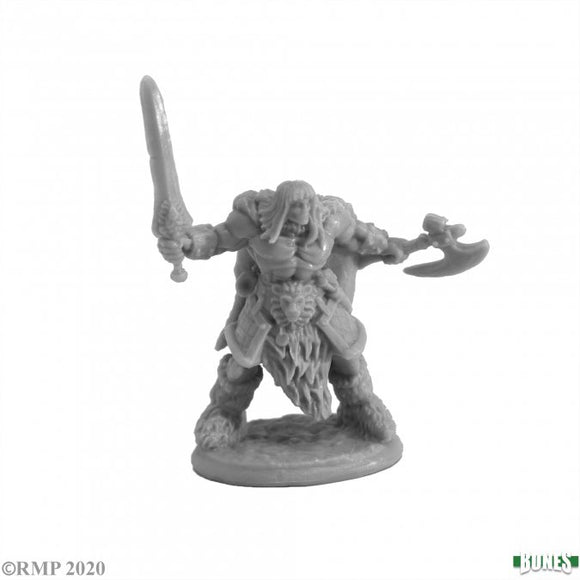 Reaper 77736: Ankoa, Barbarian Hero - Dark Heavens Bones Plastic Miniature