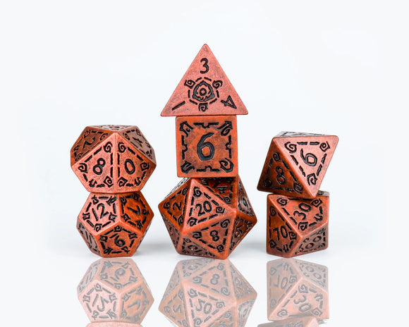 Illusory Metal Copper Polyhedral Dice Set