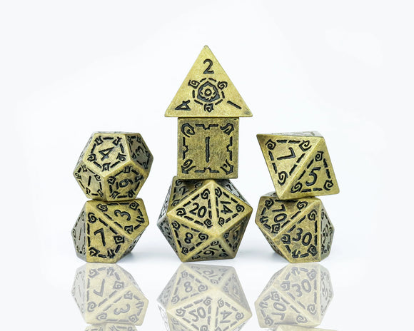 Illusory Metal Gold Polyhedral Dice Set