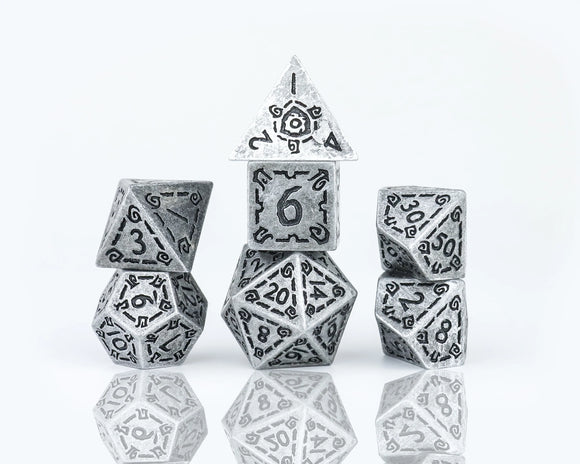 Illusory Metal Silver Polyhedral Dice Set