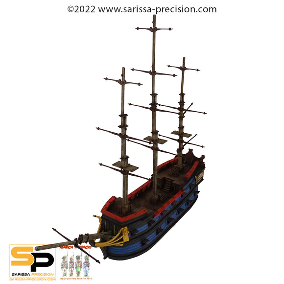English Timber Framed (28mm) - Ship of the Line with 24 Cannon Style 1 (V001)