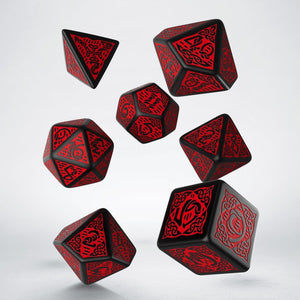 Celtic Polyhedral Dice Set: Black/Red