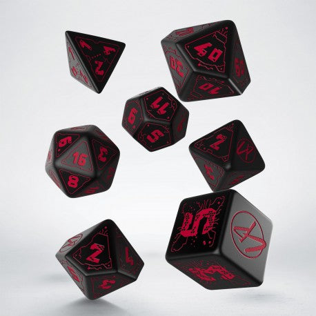 Cyberpunk Black & Red Polyhedral Dice Set (7)