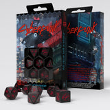 Cyberpunk Black & Red Polyhedral Dice Set (7)